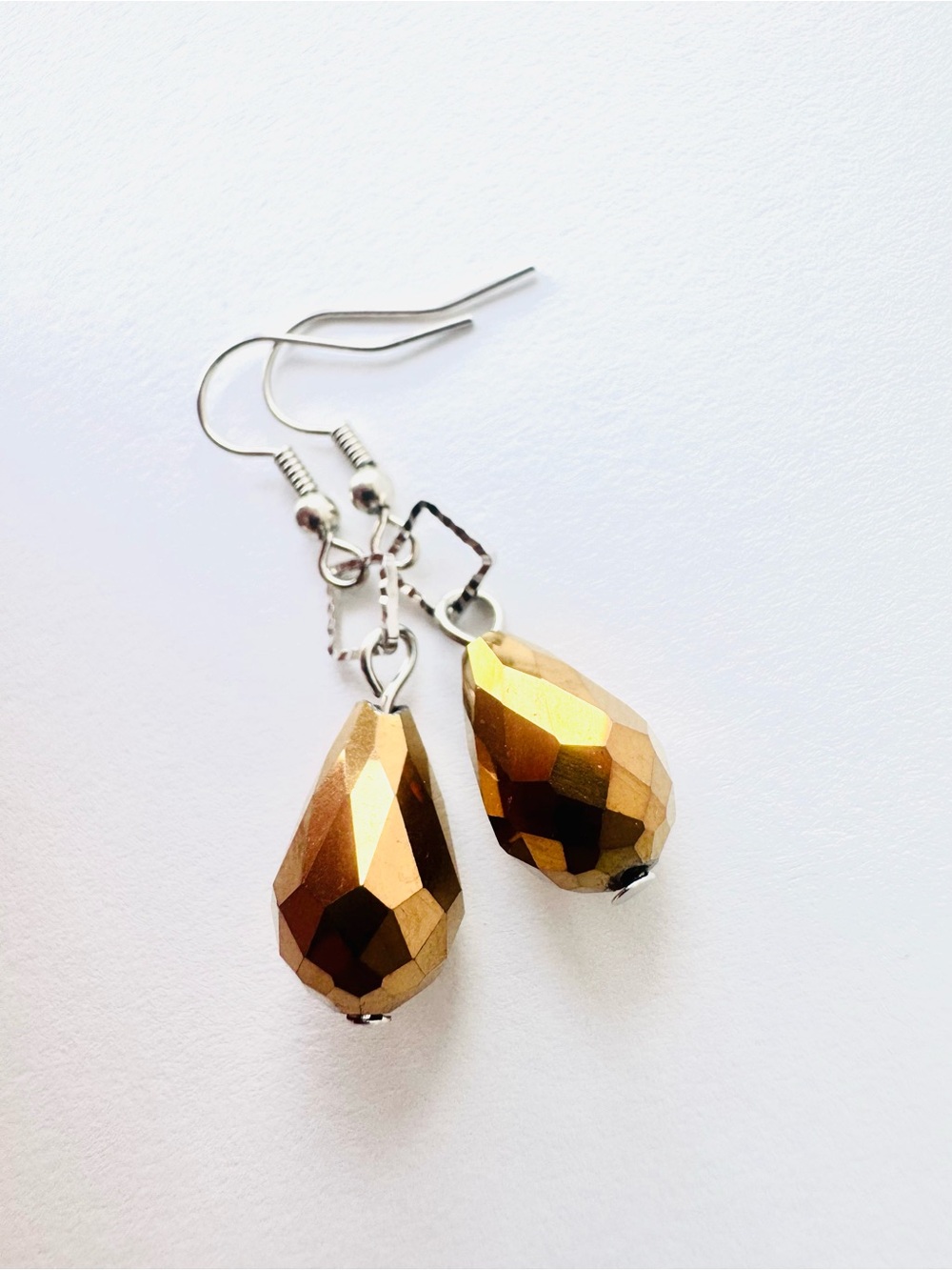 Faceted Briolettes in Metallic Gold and Silver